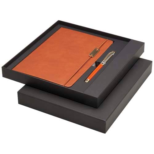 Ensemble Legato comprenant carnet A5, stylo bille et stylo roller (encre bleue), coloris Marron