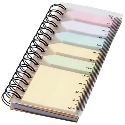 Bloc-notes à spirales avec mémos autocollants colorés Spinner, coloris Naturel