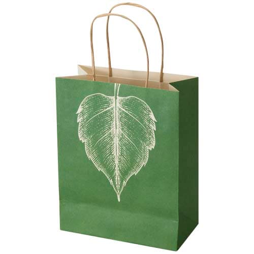 Sac en papier recyclé de type agricole, 150 g/m², avec anses torsadées - 18 x 9 x 23 cm, coloris Blanc cassé