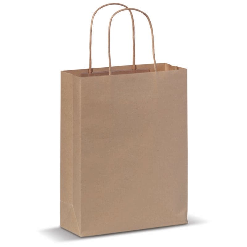 Sac papier anses torsadées 90g/m² 18x8x22cm, coloris Marron