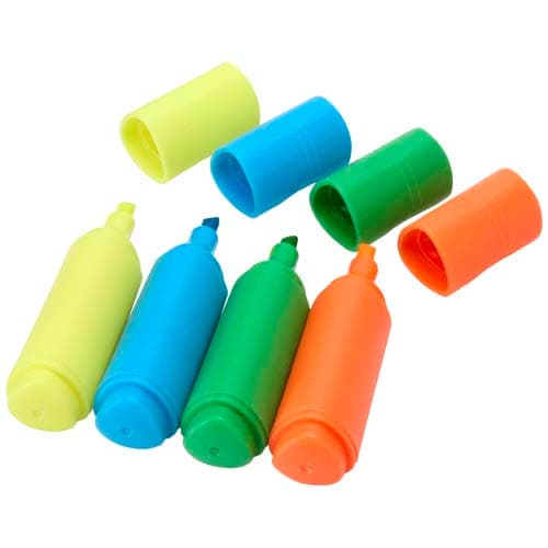 Mini-coffret de surligneurs en plastique recyclé, coloris Multicolore