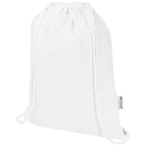 Sac Peru Blend de 5 L avec cordon en coton recyclé 180 g/m2 certifié GRS : Blanc