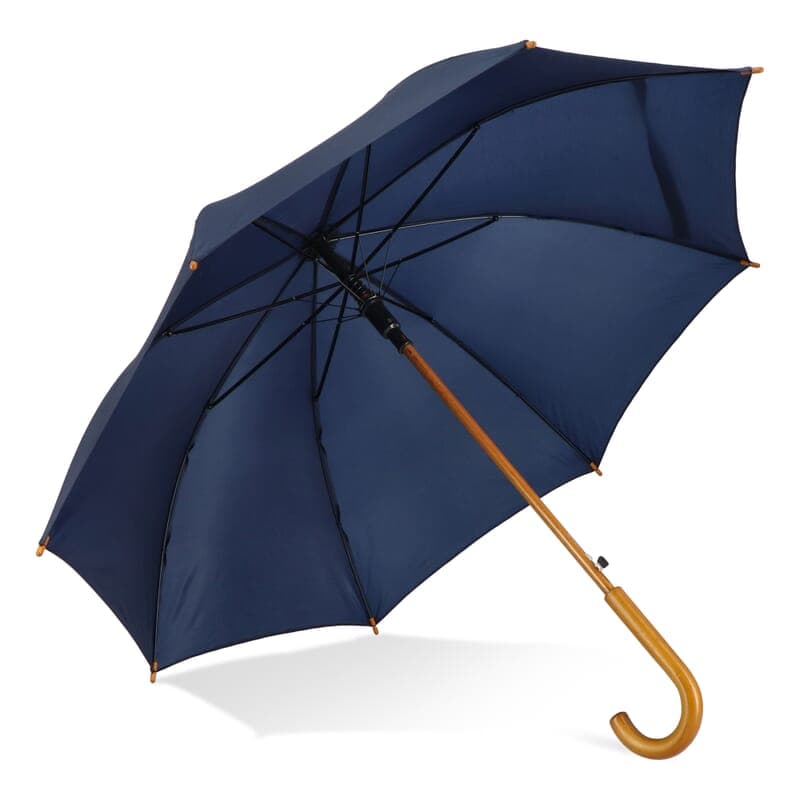 Aran 190T Polyester 23" Parapluie à crochets Ouverture automatique, coloris Bleu foncé