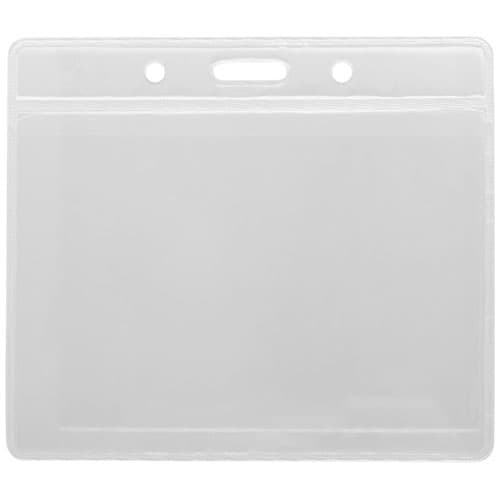 Porte-badge transparent personnalisé, avec un logo posé sur sa zone de marquage