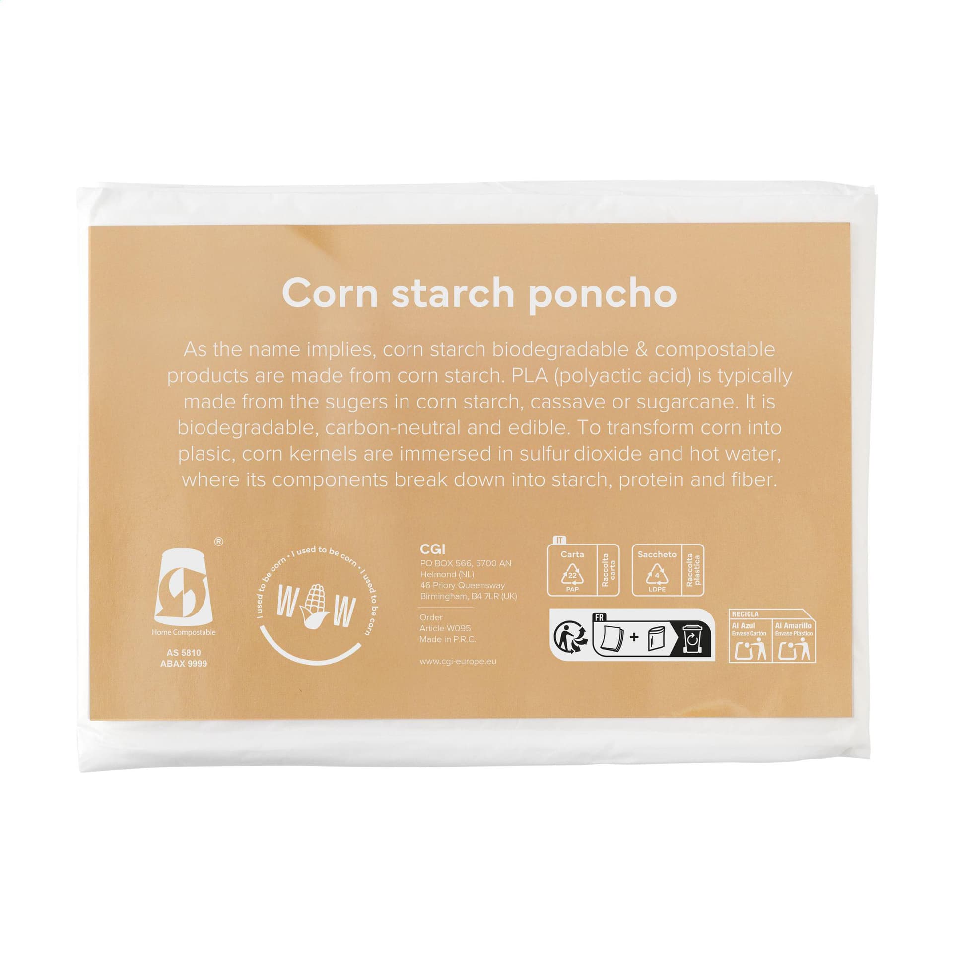 Corn Poncho veste de pluie, coloris Translucide