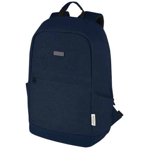 Sac à dos anti-vol pour ordinateur portable Joey de 18 L en toile recyclée GRS 15,6 pouces, coloris Marine