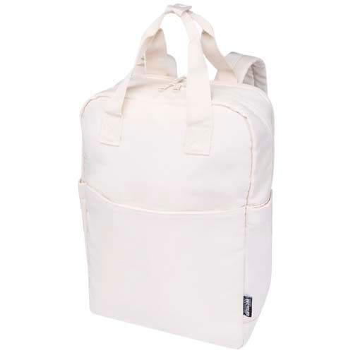 Sac à dos de voyage pour ordinateur portable Trip 14” Aware™ de 9 L en matériaux recyclés : Blanc cassé