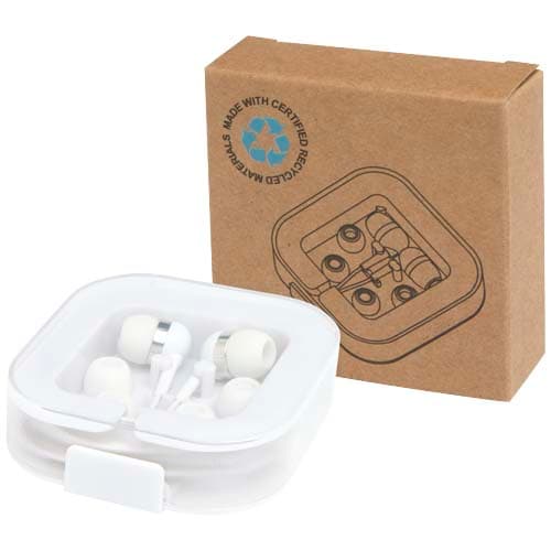 Casque filaire type C Baekdu avec boîte de rangement en plastique recyclé : Blanc