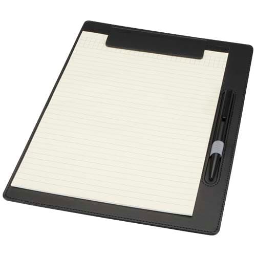 Porte-bloc Clast A4 avec fermeture magnétique et stylo bille recyclé RCS (encre noire) : Noir