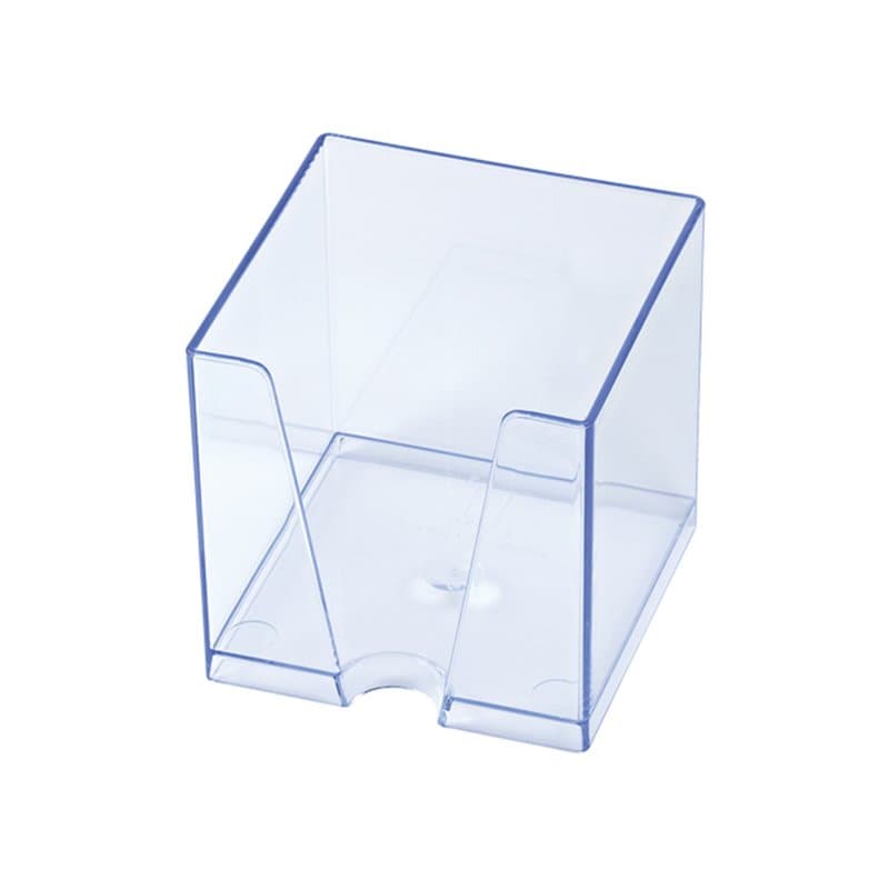 Support bloc papier (89x89x77mm), coloris Bleu clair transparent