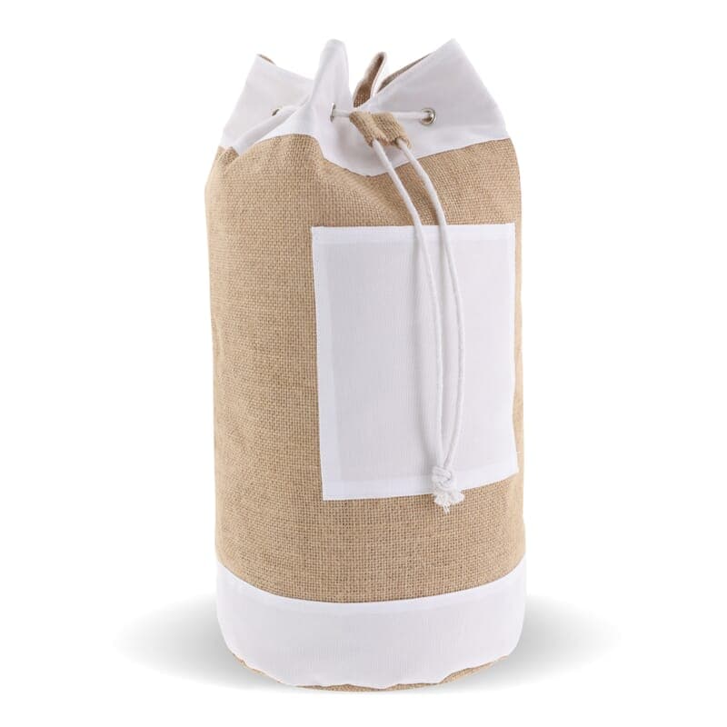 Sac marin jute coton Ø 25 × 45 cm personnalisé, coloris Ecru