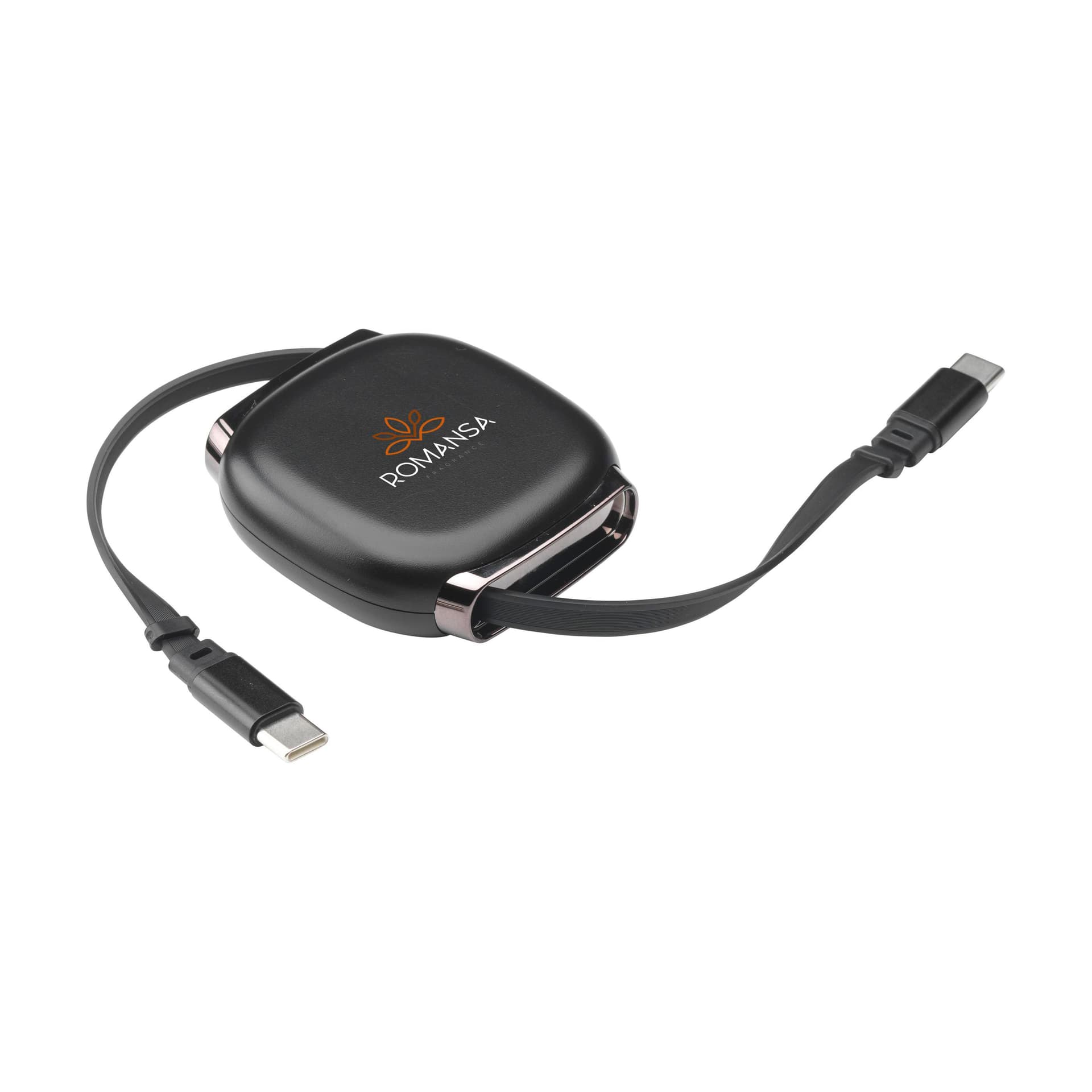 Câble USB-C enroulable 1 m personnalisé, coloris Noir