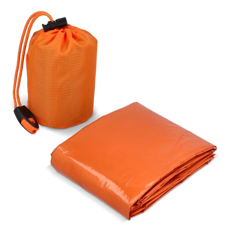 Poncho thermique 2-en-1 pour la survie en plein air : Orange
