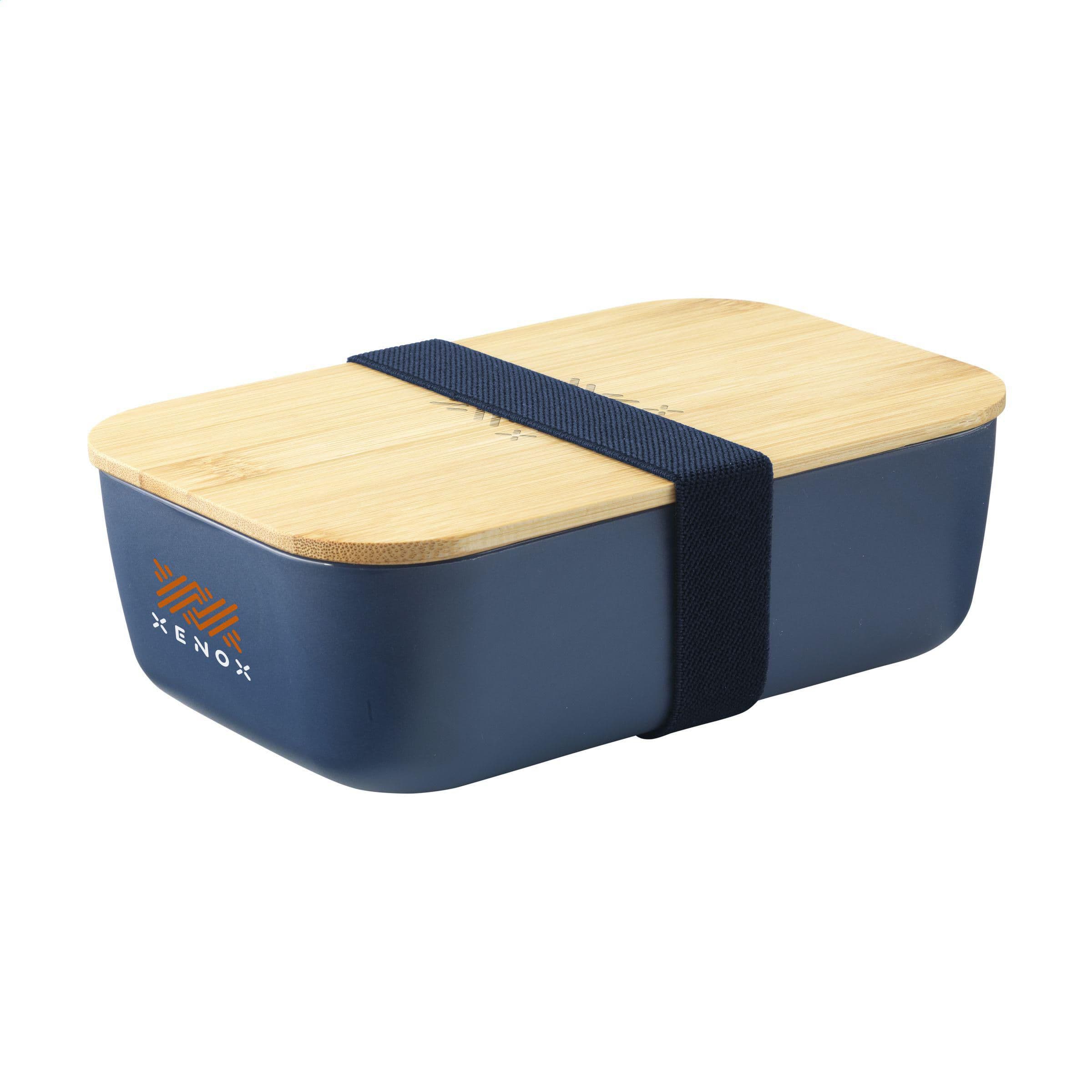 Boîte à lunch bambou 1 L personnalisée : Bleu foncé
