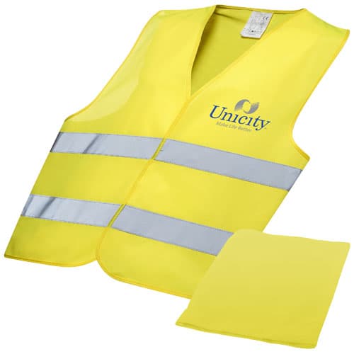Gilet de sécurité avec pochette personnalisé : Jaune néon