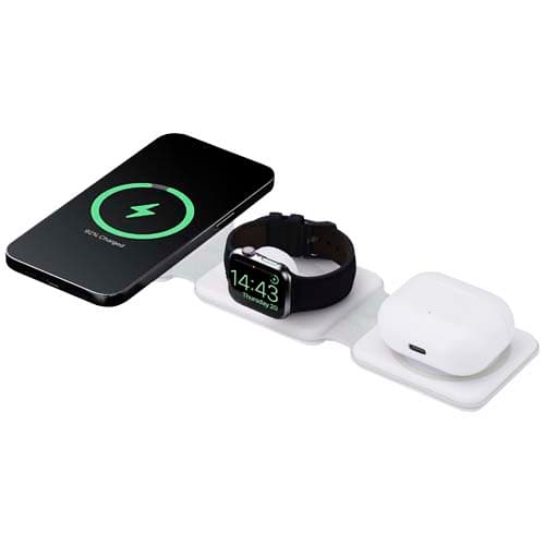 Chargeur sans fil 3 en 1 15W personnalisé : Blanc