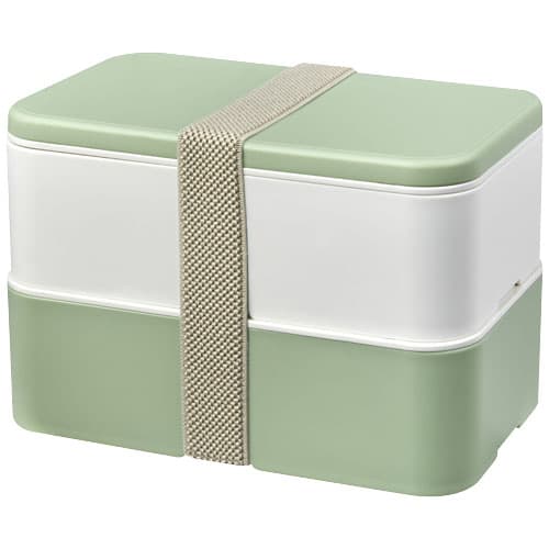 Boîte repas 700+700 ml personnalisée : Ivoire / Vert d'eau